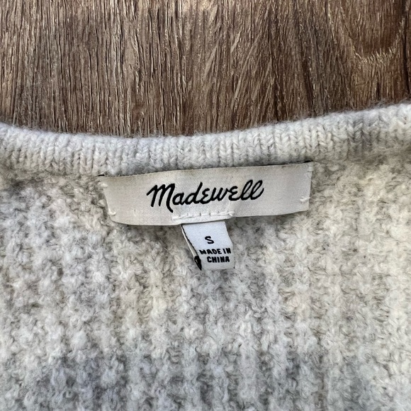 Madewell light grey waffle knit merino wool blend cardigan - Picture 5 of 10